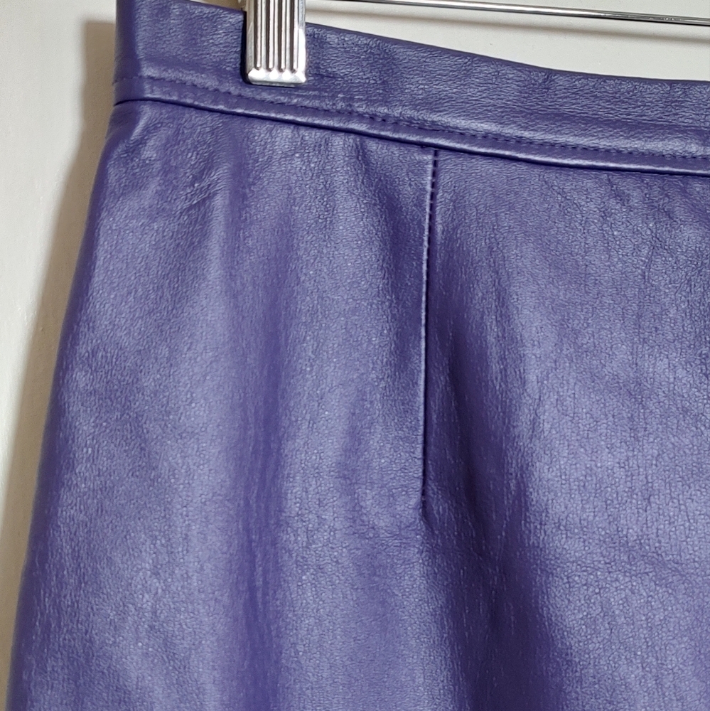 Vintage Tower Hill Women's Purple Leather Jacket Skirt Suit - Picture 11 of 11